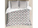 Abakuhaus Set Copripiumino Per Letto Singolo, Fantasia Floreale, Antiacaro, Adatto A Chi Soffre Di Allergie, Con Federa, 155 Cm X 220 Cm - 80 X 80 Cm, Blu Cadetto Rosa Chiaro