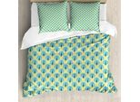 Abakuhaus Set Copripiumino Per Letto Singolo, Motivo Uccelli Esotici, Antiacaro, Adatto A Chi Soffre Di Allergie, Con Federa, 155 Cm X 220 Cm - 80 X 80 Cm, Verde Chiaro Multicolore
