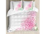 Abakuhaus Set Copripiumino Per Letto Singolo, Fiori Artificiali Color Grunge, Antiacaro, Adatto A Chi Soffre Di Allergie, Con Federa, 155 Cm X 220 Cm - 80 X 80 Cm, Rosa Verde Chiaro