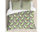 Abakuhaus Set Copripiumino Per Letto Singolo Philodendron, Bouquet Di Fiori Esotici, Antiacaro, Adatto A Chi Soffre Di Allergie, Con Federa, 155 Cm X 220 Cm - 80 X 80 Cm, Giallo Pallido Multicolore