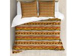 Set Copripiumino Abakuhaus Per Letti Singoli, Primitive Und Formen, Antiacaro, Adatto A Chi Soffre Di Allergie, Con Federa, 155 Cm X 220 Cm - 80 X 80 Cm, Giallo Scuro Multicolore