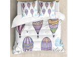 Abakuhaus Set Copripiumino Per Letto Singolo Con Motivo Mongolfiera, Soaring Airship, Antiacaro E Anallergico, Con Federa, 200 Cm X 200 Cm - 80 X 80 Cm, Multicolore