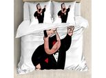 Abakuhaus Set Copripiumino Per Letto Singolo, Cartoon Singer Mann In Smoking, Antiacaro, Adatto A Chi Soffre Di Allergie, Con Federa, 200 Cm X 200 Cm - 80 X 80 Cm, Nero Vermiglio