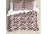 Abakuhaus Set Copripiumino Per Letto Singolo, Motivo Tulipani E Uccellini, Antiacaro, Adatto A Chi Soffre Di Allergie, Con Federa, 200 Cm X 200 Cm - 80 X 80 Cm, Salmone Multicolore