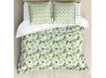 Abakuhaus Set Copripiumino Philodendron Per Letti Singoli, Foglie Disegnate A Mano, Antiacaro, Adatto A Chi Soffre Di Allergie, Con Federa, 155 Cm X 220 Cm - 80 X 80 Cm, Verde Oliva Reseda