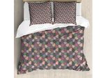 Abakuhaus Set Copripiumino Per Letto Singolo Philodendron, Foglie Astratte Pastello, Antiacaro, Adatto A Chi Soffre Di Allergie, Con Federa, 155 Cm X 220 Cm - 80 X 80 Cm, Grigio E Multicolore