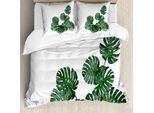 Abakuhaus Set Copripiumino Per Letto Singolo Philodendron, Monstera Deliciosa, Antiacaro, Adatto A Chi Soffre Di Allergie, Con Federa, 155 Cm X 220 Cm - 80 X 80 Cm, Laurel Emerald Green
