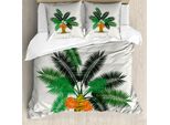Abakuhaus Set Copripiumino Botanico Per Letti Singoli, Tropical Oasis Leaves, Antiacaro, Adatto A Chi Soffre Di Allergie, Con Federa, 155 Cm X 220 Cm - 80 X 80 Cm, Multicolore