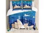 Set Copripiumino Abakuhaus Per Letti Singoli, Sidney Opera House Bridge, Antiacaro, Adatto A Chi Soffre Di Allergie, Con Federa, 155 Cm X 220 Cm - 80 X 80 Cm, Blu Mare E Multicolore