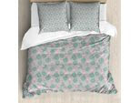 Abakuhaus Set Copripiumino Per Letto Singolo Philodendron, Fenicotteri E Foglie, Antiacaro, Adatto A Chi Soffre Di Allergie, Con Federa, 155 Cm X 220 Cm - 80 X 80 Cm, Grigio Multicolore