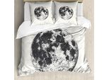 Abakuhaus Set Copripiumino Per Letto Singolo, Disegno Dettagliato Della Luna, Antiacaro, Adatto A Chi Soffre Di Allergie, Con Federa, 200 Cm X 200 Cm - 80 X 80 Cm, Grigio Scuro Bianco