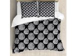 Abakuhaus Set Copripiumino Philodendron Per Letti Singoli, Modernistic Leaves Kunst, Antiacaro, Adatto A Chi Soffre Di Allergie, Con Federa, 200 Cm X 200 Cm - 80 X 80 Cm, Grigio Antracite E Bianco