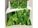 Abakuhaus Set Copripiumino Philodendron Per Letti Singoli, Foto Di Tropic Botanik, Antiacaro, Adatto A Chi Soffre Di Allergie, Con Federa, 155 Cm X 220 Cm - 80 X 80 Cm, Giallo Verde Oliva