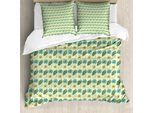 Abakuhaus Set Copripiumino Philodendron Per Letti Singoli, Banane E Foglie Artistiche, Antiacaro, Adatto A Chi Soffre Di Allergie, Con Federa, 155 Cm X 220 Cm - 80 X 80 Cm, Verde Pastello Multicolore