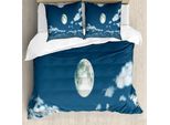 Abakuhaus Set Copripiumino Per Letti Singoli, Fluffy Clouds Teils, Antiacaro, Adatto A Chi Soffre Di Allergie, Con Federa, 200 Cm X 200 Cm - 80 X 80 Cm, Blu Ardesia-Crema
