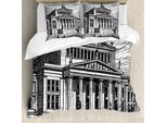 Abakuhaus Set Copripiumino Per Letto Singolo, Inciso Konzerthaus Berlin, Antiacaro, Adatto A Chi Soffre Di Allergie, Con Federa, 200 Cm X 200 Cm - 80 X 80 Cm, Grigio Scuro E Bianco