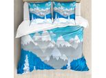 Abakuhaus Set Copripiumino Per Letto Singolo Snowy Trees, Montagne Innevate, Antiacaro, Adatto A Chi Soffre Di Allergie, Con Federa, 200 Cm X 200 Cm - 80 X 80 Cm, Multicolore