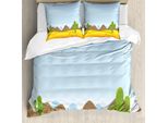 Abakuhaus Set Copripiumino Per Letti Singoli, Cactus Piante Montagne Deserto, Antiacaro Adatto A Chi Soffre Di Allergie Con Federa, 200 Cm X 200 Cm - 80 X 80 Cm, Blu Multicolore