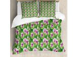 Abakuhaus Set Copripiumino Philodendron Per Letti Singoli, Fiori Tropicali Vivaci, Antiacaro, Adatto A Chi Soffre Di Allergie, Con Federa, 155 Cm X 220 Cm - 80 X 80 Cm, Magenta Scuro Blush
