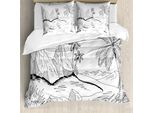 Abakuhaus Set Copripiumino Per Letti Singoli, Disegno A Matita, Antiacaro, Adatto A Chi Soffre Di Allergie, Con Federa, 155 Cm X 220 Cm - 80 X 80 Cm, Grigio Antracite Bianco