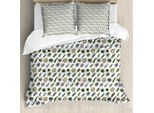 Abakuhaus Set Copripiumino Philodendron Per Letti Singoli, Foglie In Stile Grunge, Antiacaro, Adatto A Chi Soffre Di Allergie, Con Federa, 200 Cm X 200 Cm - 80 X 80 Cm, Multicolore Bianco