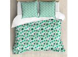 Abakuhaus Set Copripiumino Per Letto Singolo Philodendron, Foglie E Cuori Artistici, Antiacaro, Adatto A Chi Soffre Di Allergie, Con Federa, 200 Cm X 200 Cm - 80 X 80 Cm, Verde Giada Multicolore