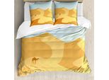 Abakuhaus Set Copripiumino DüNe Per Letti Singoli, Piccolo Cammello Sulle Colline Del Deserto, Antiacaro, Adatto A Chi Soffre Di Allergie, Con Federa, 200 Cm X 200 Cm - 80 X 80 Cm, Blu Sabbia Marrone
