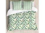 Abakuhaus Set Copripiumino Per Letti Singoli, Rhythmische Evergreen Botanik, Antiacaro, Adatto A Chi Soffre Di Allergie, Con Federa, 200 Cm X 200 Cm - 80 X 80 Cm, Bianco Multicolore
