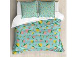 Abakuhaus Set Copripiumino Per Letto Singolo, Motivo A Pois Con Frutta, Antiacaro E Anallergico, Con Federa, 155 Cm X 220 Cm - 80 X 80 Cm, Seafoam Multicolor