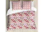 Abakuhaus Set Copripiumino Per Letto Singolo Per San Valentino, Forme Di Cuori Casuali, Antiacaro, Adatto A Chi Soffre Di Allergie, Con Federa, 155 Cm X 220 Cm - 80 X 80 Cm, Multicolore