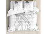 Abakuhaus Set Copripiumino Per Letto Singolo, Monochrome Tier, Antiacaro, Adatto A Chi Soffre Di Allergie, Con Federa, 200 Cm X 200 Cm - 80 X 80 Cm, Grigio Antracite Bianco