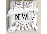 Set Copripiumino Abakuhaus Per Letti Singoli, Design Calligrafico Be Wild, Antiacaro, Adatto A Chi Soffre Di Allergie, Con Federa, 200 Cm X 200 Cm - 80 X 80 Cm, Multicolore Grigio Antracite