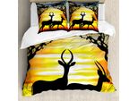 Abakuhaus Set Copripiumino Antilope Per Letti Singoli, Animali Al Tramonto, Antiacaro, Adatto A Chi Soffre Di Allergie, Con Federa, 200 Cm X 200 Cm - 80 X 80 Cm, Multicolore Grigio Antracite