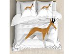 Abakuhaus Set Copripiumino Antilope Per Letti Singoli, Semplice Disegno Animale, Antiacaro, Adatto A Chi Soffre Di Allergie, Con Federa, 200 Cm X 200 Cm - 80 X 80 Cm, Ambra Grigio Chiaro
