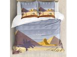 Abakuhaus Set Copripiumino Egiziano Per Letti Singoli, Cleopatra Pyramids, Antiacaro, Adatto A Chi Soffre Di Allergie, Con Federa, 155 Cm X 220 Cm - 80 X 80 Cm, Ceil Blu Giallo Scuro