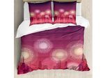 Abakuhaus Set Copripiumino Nottocean Per Letti Singoli, Paesaggio Urbano Fuochi D'artificio, Antiacaro, Adatto A Chi Soffre Di Allergie, Con Federa, 200 Cm X 200 Cm - 80 X 80 Cm, Melanzana Rose Essiccate
