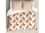 Abakuhaus Set Copripiumino Per Letto Singolo, Animal Cartoon, Antiacaro, Adatto A Chi Soffre Di Allergie, Con Federa, 200 Cm X 200 Cm - 80 X 80 Cm, Cannella Salmone