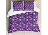 Abakuhaus Set Copripiumino Astratto Per Letti Singoli, Forme A Medusa, Antiacaro, Adatto A Chi Soffre Di Allergie, Con Federa, 155 Cm X 220 Cm - 80 X 80 Cm, Viola Multicolore