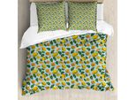 Abakuhaus Set Copripiumino Per Letto Singolo, Motivo Con Frutta Acida E Foglie, Antiacaro, Adatto A Chi Soffre Di Allergie, Con Federa, 155 Cm X 220 Cm - 80 X 80 Cm, Blu Pallido Multicolore