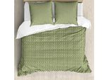 Abakuhaus Set Copripiumino Astratto Per Letti Singoli, Mini Rettangoli Simmetrici, Antiacaro, Adatto A Chi Soffre Di Allergie, Con Federa, 155 Cm X 220 Cm - 80 X 80 Cm, Verde Lime, Tortora, Grigio