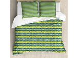 Abakuhaus Set Copripiumino Etnico Per Letti Singoli, Motivo Folk Astratto, Antiacaro, Adatto A Chi Soffre Di Allergie, Con Federa, 200 Cm X 200 Cm - 80 X 80 Cm, Giallo Verde Blu Cadetto