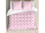 Abakuhaus Set Copripiumino Per Letto Singolo San Valentino, Cuori E Denti Di Leone, Antiacaro, Adatto A Chi Soffre Di Allergie, Con Federa, 155 Cm X 220 Cm - 80 X 80 Cm, Rosa Corallo Scuro
