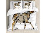 Abakuhaus Set Copripiumino Per Letto Singolo, Disegno Animale, Antiacaro, Adatto A Chi Soffre Di Allergie, Con Federa, 200 Cm X 200 Cm - 80 X 80 Cm, Bianco Taupe Grigio