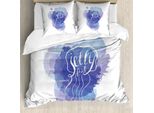 Abakuhaus Set Copripiumino Per Letto Singolo, Colore Astratto Splash, Antiacaro, Adatto A Chi Soffre Di Allergie, Con Federa, 200 Cm X 200 Cm - 80 X 80 Cm, Ceil Blu Bianco