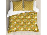 Abakuhaus Set Copripiumino Per Letti Singoli, Arte Floreale Estiva Biologica, Antiacaro, Adatto A Chi Soffre Di Allergie, Con Federa, 155 Cm X 220 Cm - 80 X 80 Cm, Ambra Multicolore