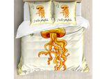 Abakuhaus Set Copripiumino Per Letto Singolo, Lettera J Immagine Didattica, Antiacaro, Adatto A Chi Soffre Di Allergie, Con Federa, 155 Cm X 220 Cm - 80 X 80 Cm, Arancione Giallo Pallido