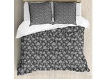 Abakuhaus Set Copripiumino Tropicale Per Letti Singoli, Palme Esotiche Naturali, Antiacaro, Adatto A Chi Soffre Di Allergie, Con Federa, 200 Cm X 200 Cm - 80 X 80 Cm, Grigio E Bianco