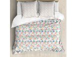 Abakuhaus Set Copripiumino Primaverile Per Letti Singoli, Fiori Di Campo Scandinavi, Antiacaro, Adatto A Chi Soffre Di Allergie, Con Federa, 200 Cm X 200 Cm - 80 X 80 Cm, Bianco E Multicolore