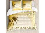 Abakuhaus Set Copripiumino DüNe Per Letti Singoli, Cammello-Roulotte E Palme, Antiacaro, Adatto A Chi Soffre Di Allergie, Con Federa, 200 Cm X 200 Cm - 80 X 80 Cm, Giallo Fulvo