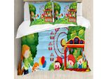 Abakuhaus Set Copripiumino Per Letto Singolo, FröHlich Kinder Im Fun Fair, Antiacaro, Adatto A Chi Soffre Di Allergie, Con Federa, 200 Cm X 200 Cm - 80 X 80 Cm, Multicolore